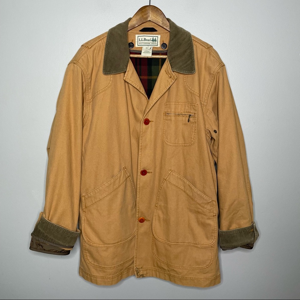 L.L. Bean Vintage Flannel Lined Chore/Barn/Hunting Coat Size L Removeabl…